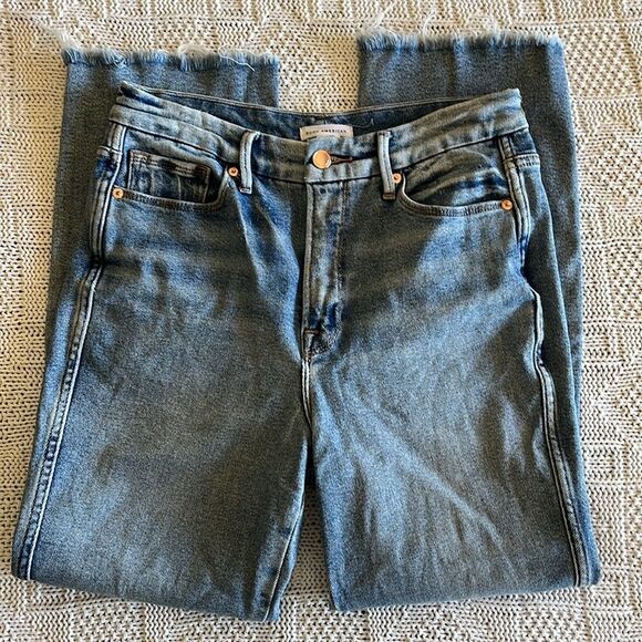 Good American GOOD CURVE STRAIGHT FRAY HEM JEANS GCSFH127T BLUE313 Size 8/29 - Picture 2 of 11
